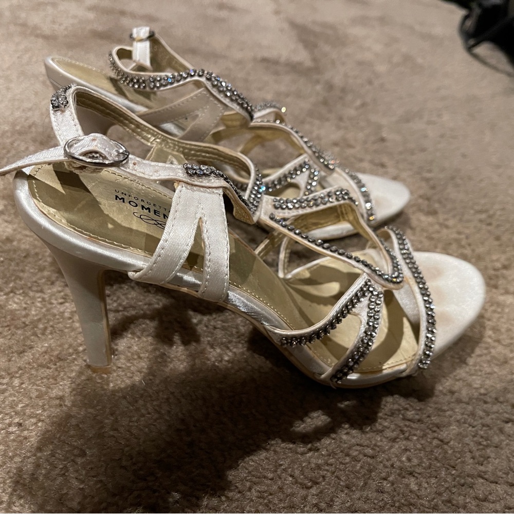 Unforgettable Moments rhinestone studded open toe heels dressy shoes